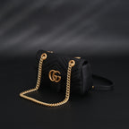 GG Marmont Small Matelass Shoulder Bag  Black Leather with Gold Hardware