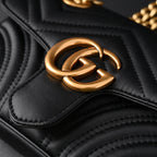 GG Marmont Small Matelass Shoulder Bag  Black Leather with Gold Hardware
