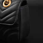 GG Marmont Small Matelass Shoulder Bag  Black Leather with Gold Hardware