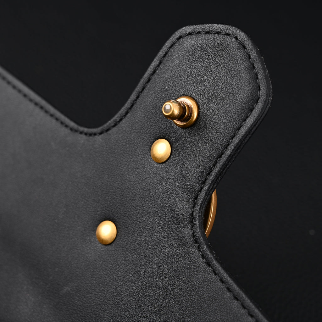 GG Marmont Small Matelass Shoulder Bag  Black Leather with Gold Hardware