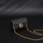 GG Marmont Matelass Mini Shoulder Bag  Black Leather with Gold Chain