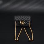 GG Marmont Matelass Mini Shoulder Bag  Black Leather with Gold Chain