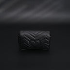 GG Marmont Matelass Mini Shoulder Bag  Black Leather with Gold Chain