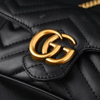GG Marmont Matelass Mini Shoulder Bag  Black Leather with Gold Chain