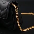 GG Marmont Matelass Mini Shoulder Bag  Black Leather with Gold Chain