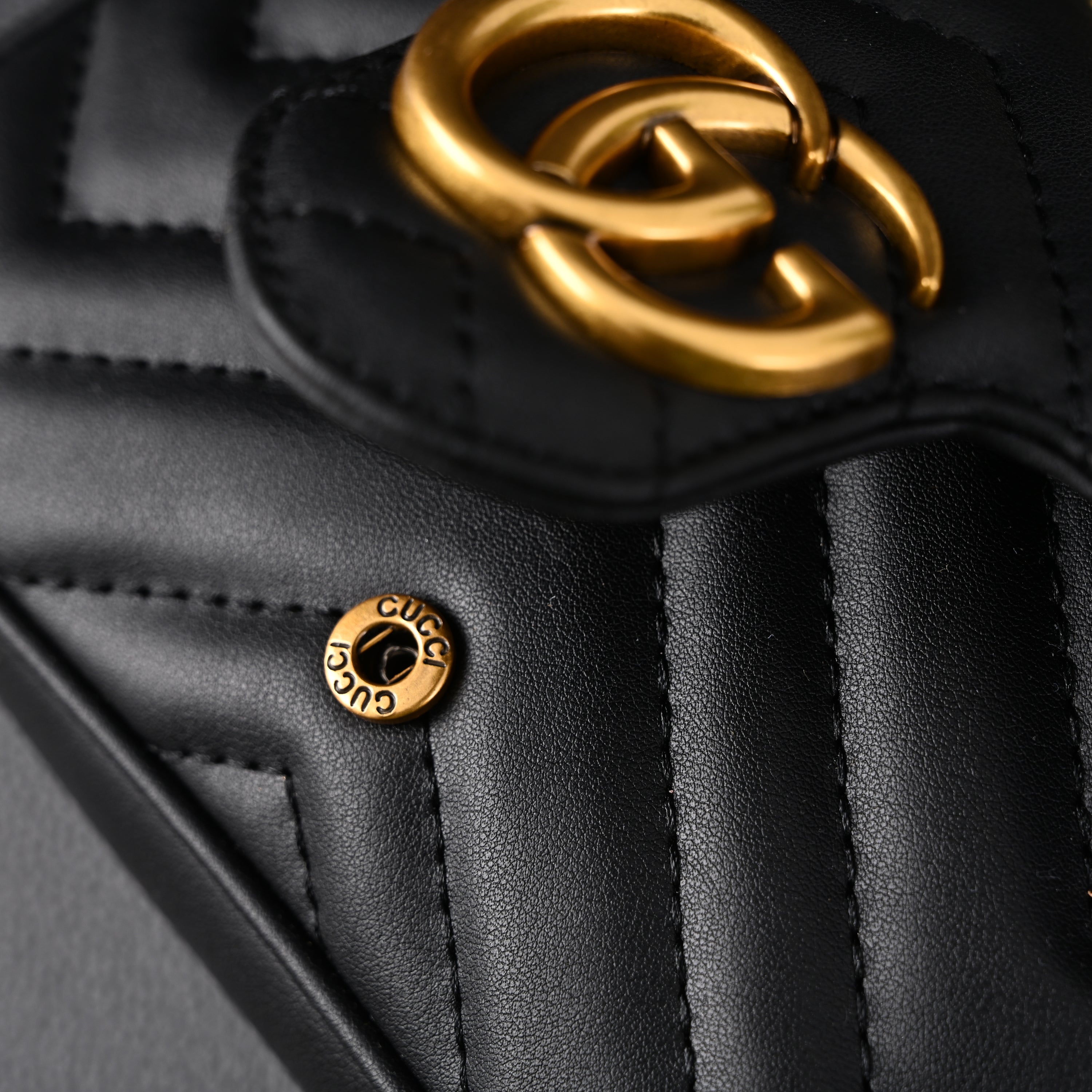 GG Marmont Matelass Mini Shoulder Bag  Black Leather with Gold Chain