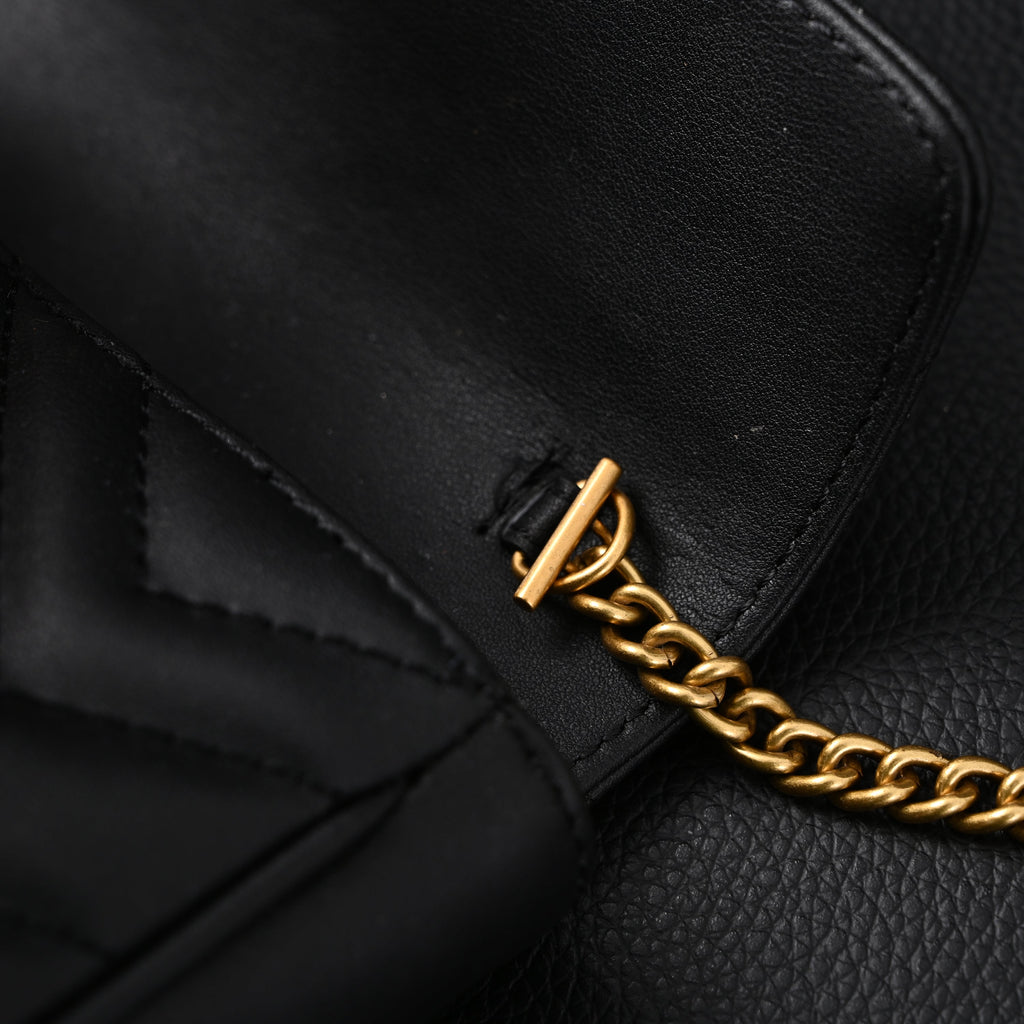 GG Marmont Matelass Mini Shoulder Bag  Black Leather with Gold Chain