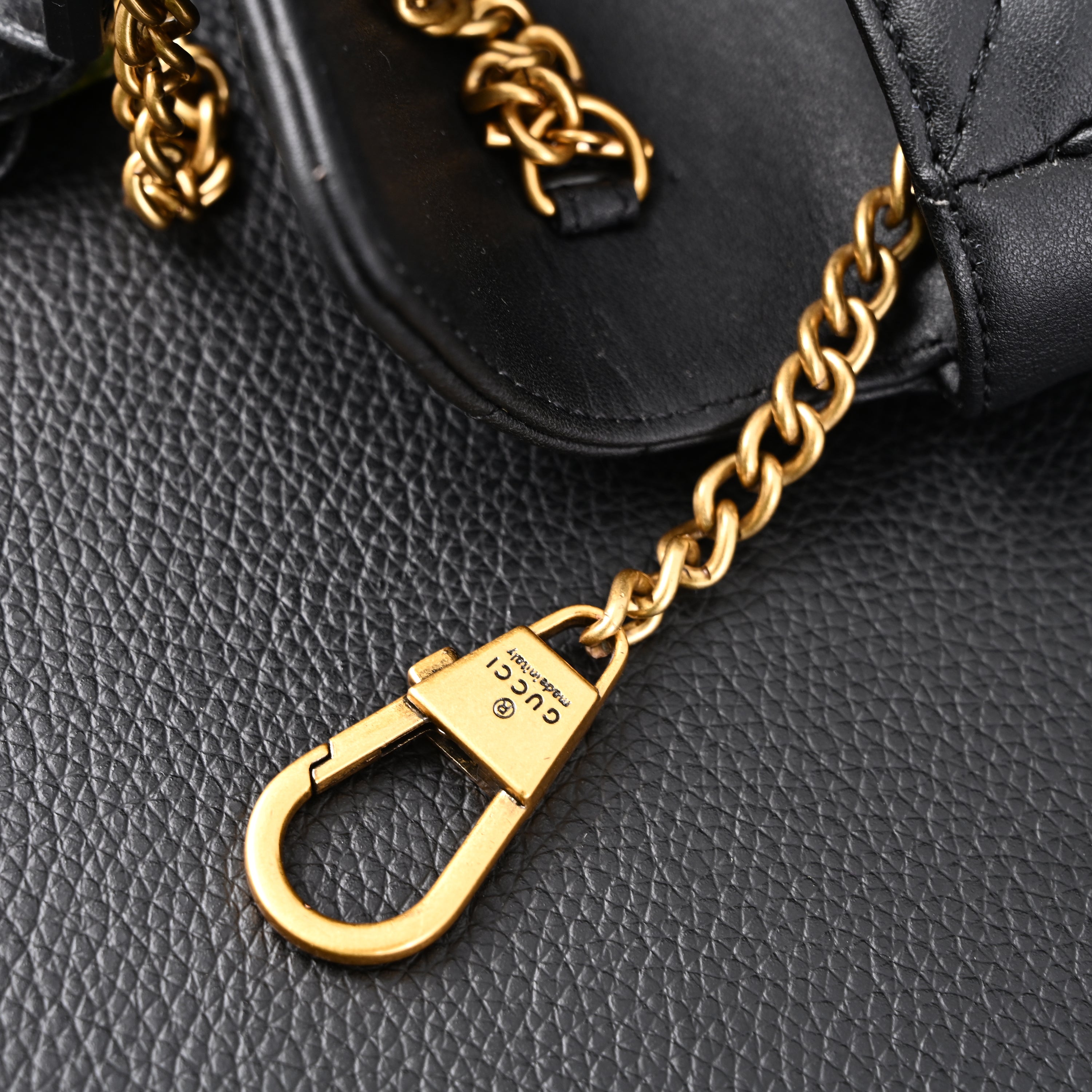 GG Marmont Matelass Mini Shoulder Bag  Black Leather with Gold Chain