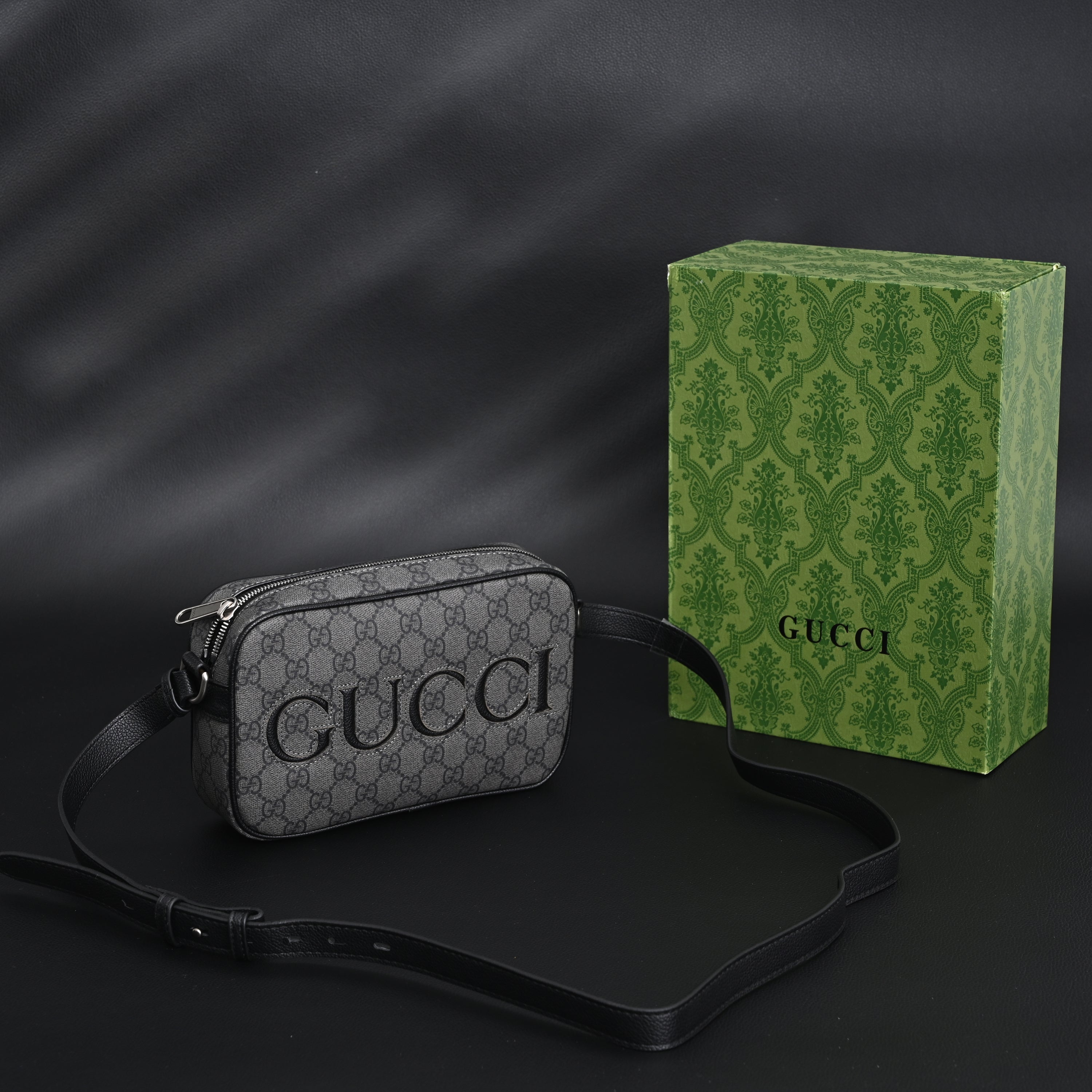 Ophidia GG Supreme Belt Bag  Black/Grey Monogram