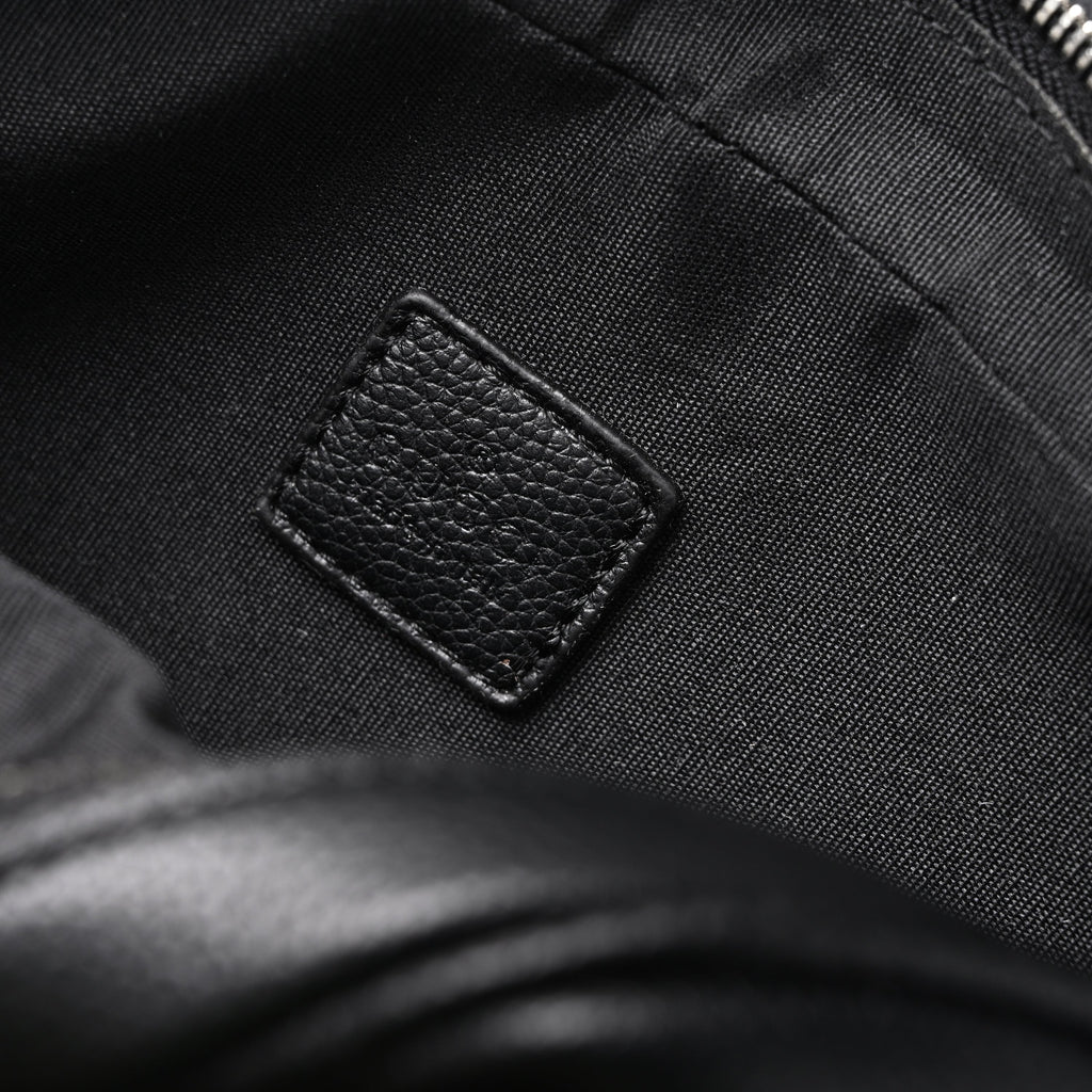 Black Leather Embossed Logo Belt Bag