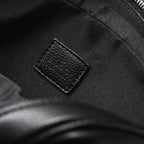 Black Leather Embossed Logo Belt Bag