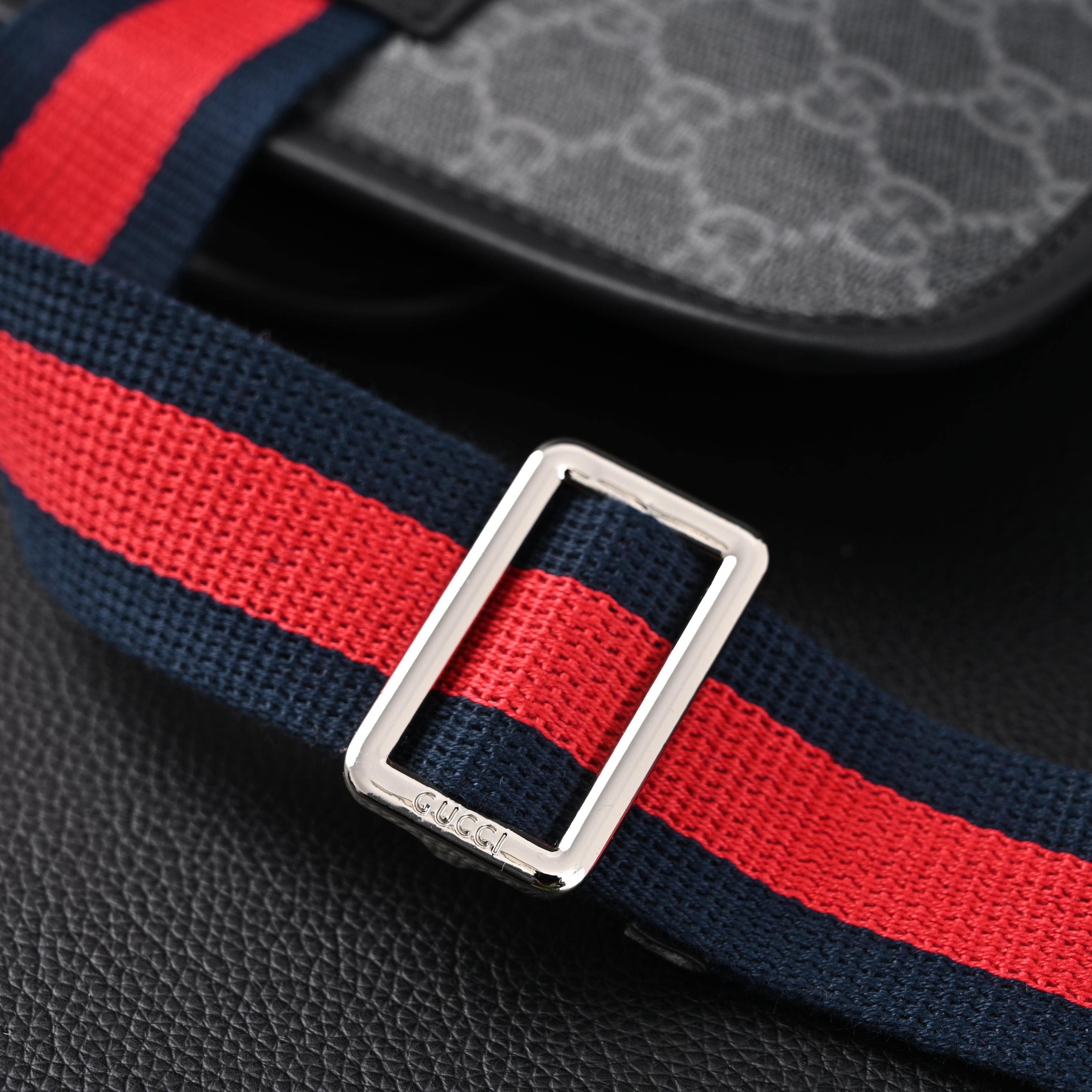 Ophidia GG Supreme Belt Bag  Black/Grey with Web Strap