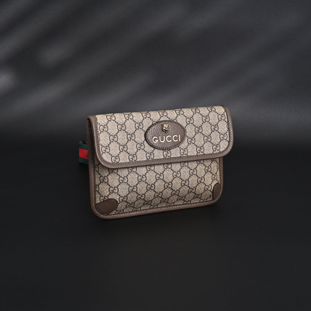 Ophidia GG Supreme Mini Belt Bag  Beige/Ebony with Web Stripe