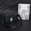 Saddle Crossbody Bag  Black Grained Calfskin with Silver-Tone Hardware