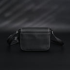 Saddle Crossbody Bag  Black Grained Calfskin with Silver-Tone Hardware
