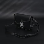 Saddle Crossbody Bag  Black Grained Calfskin with Silver-Tone Hardware