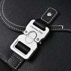 Saddle Crossbody Bag  Black Grained Calfskin with Silver-Tone Hardware