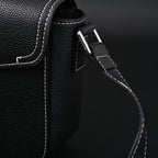 Saddle Crossbody Bag  Black Grained Calfskin with Silver-Tone Hardware
