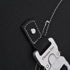 Saddle Crossbody Bag  Black Grained Calfskin with Silver-Tone Hardware
