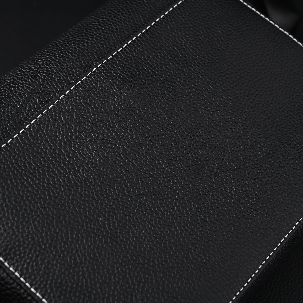 Saddle Crossbody Bag  Black Grained Calfskin with Silver-Tone Hardware