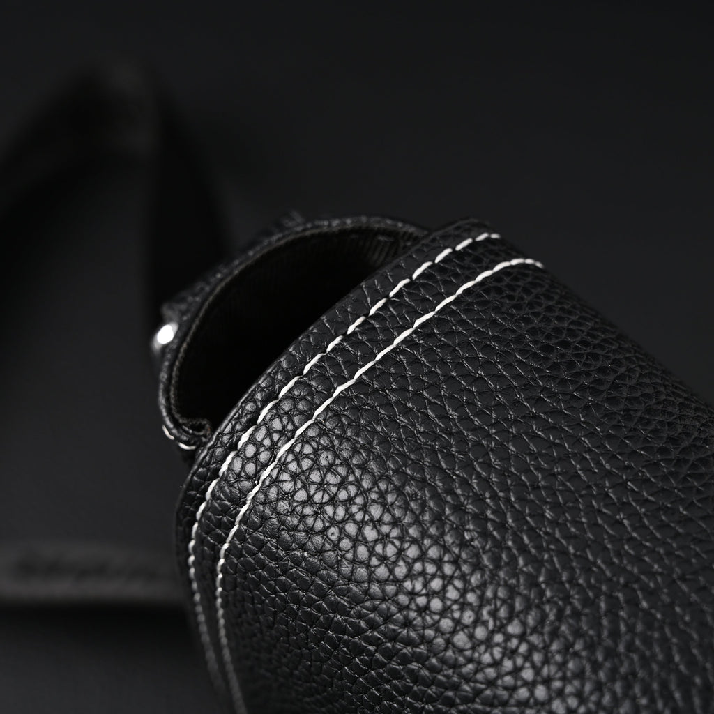 Saddle Crossbody Bag  Black Grained Calfskin with Silver-Tone Hardware