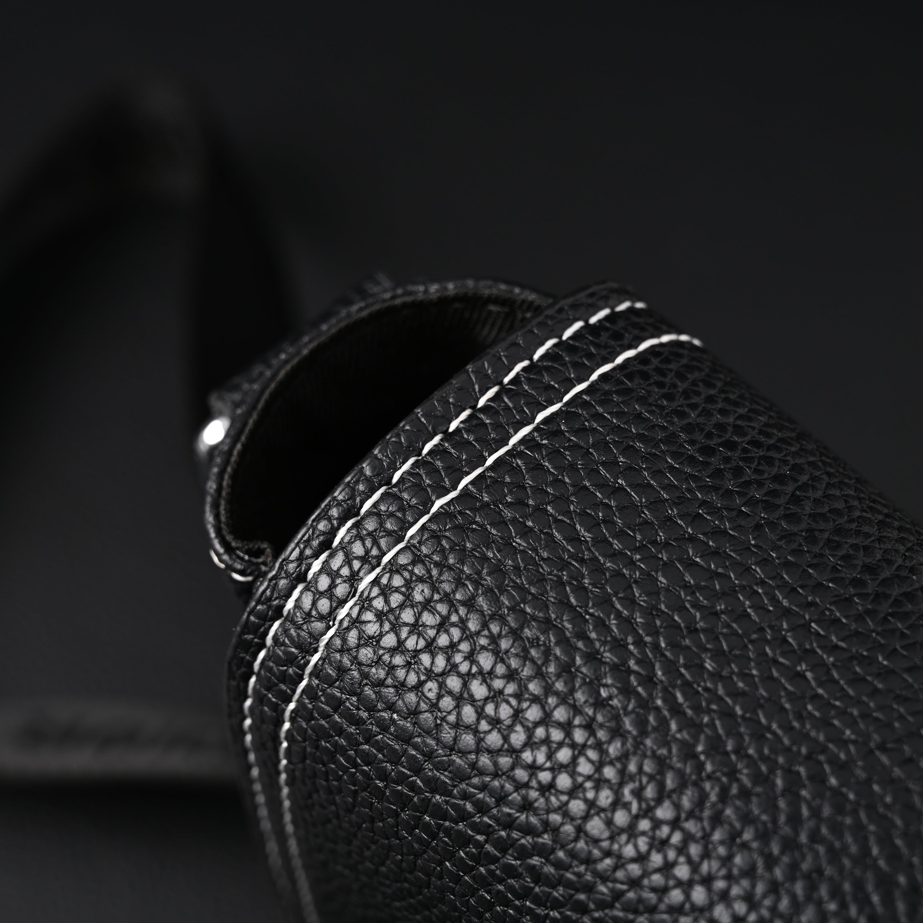 Saddle Crossbody Bag  Black Grained Calfskin with Silver-Tone Hardware