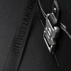Saddle Crossbody Bag  Black Grained Calfskin with Silver-Tone Hardware