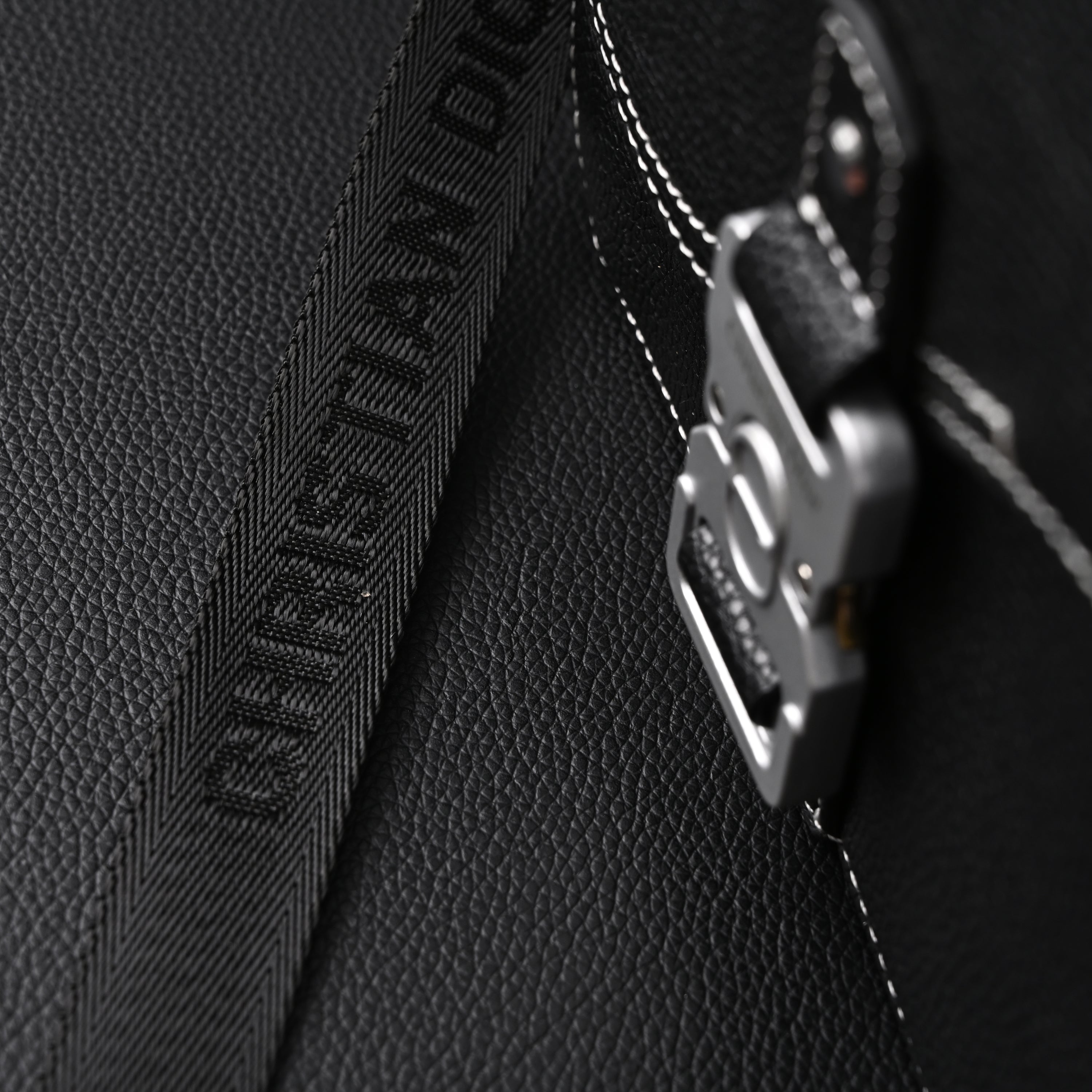 Saddle Crossbody Bag  Black Grained Calfskin with Silver-Tone Hardware
