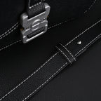 Saddle Crossbody Bag  Black Grained Calfskin with Silver-Tone Hardware