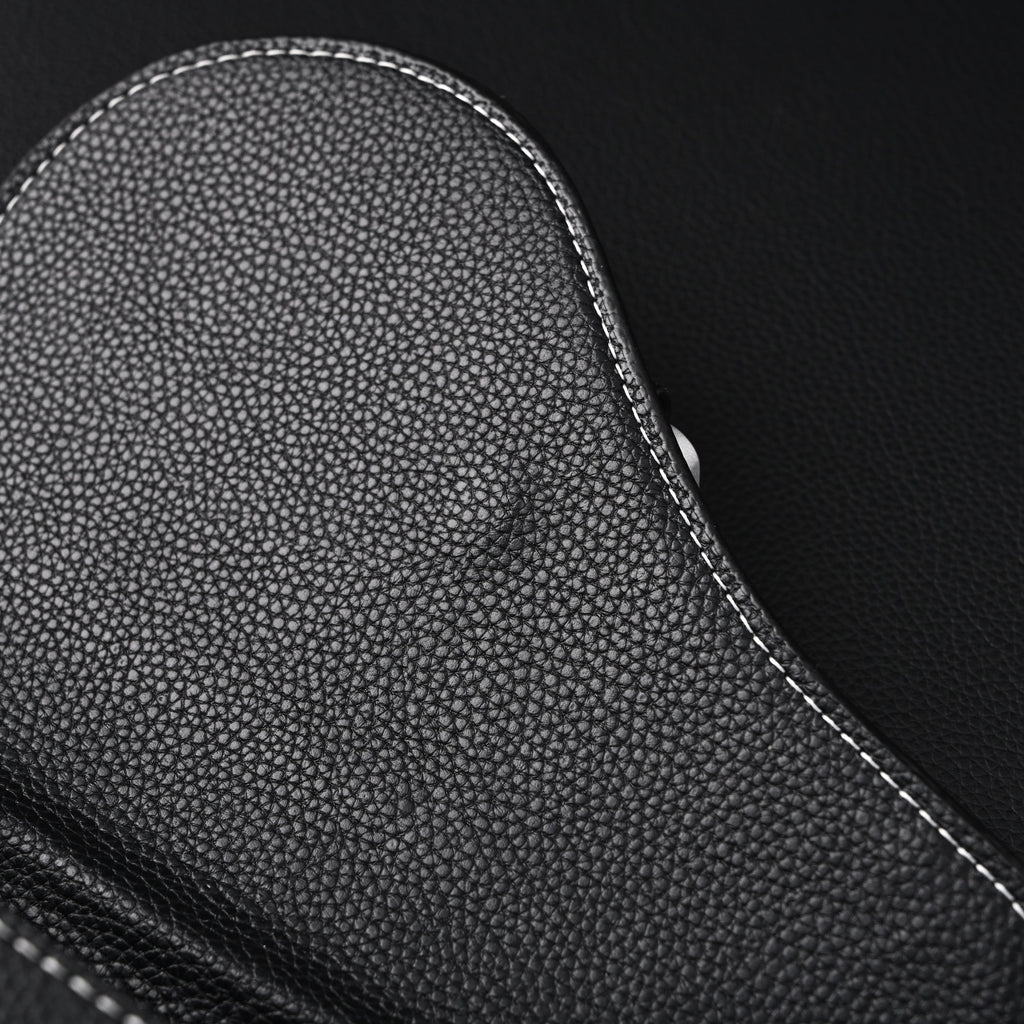 Saddle Crossbody Bag  Black Grained Calfskin with Silver-Tone Hardware