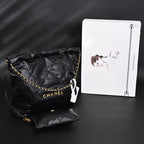 19 Flap Bag  Black Quilted Lambskin with Gold & Ruthenium Hardware