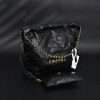19 Flap Bag  Black Quilted Lambskin with Gold & Ruthenium Hardware