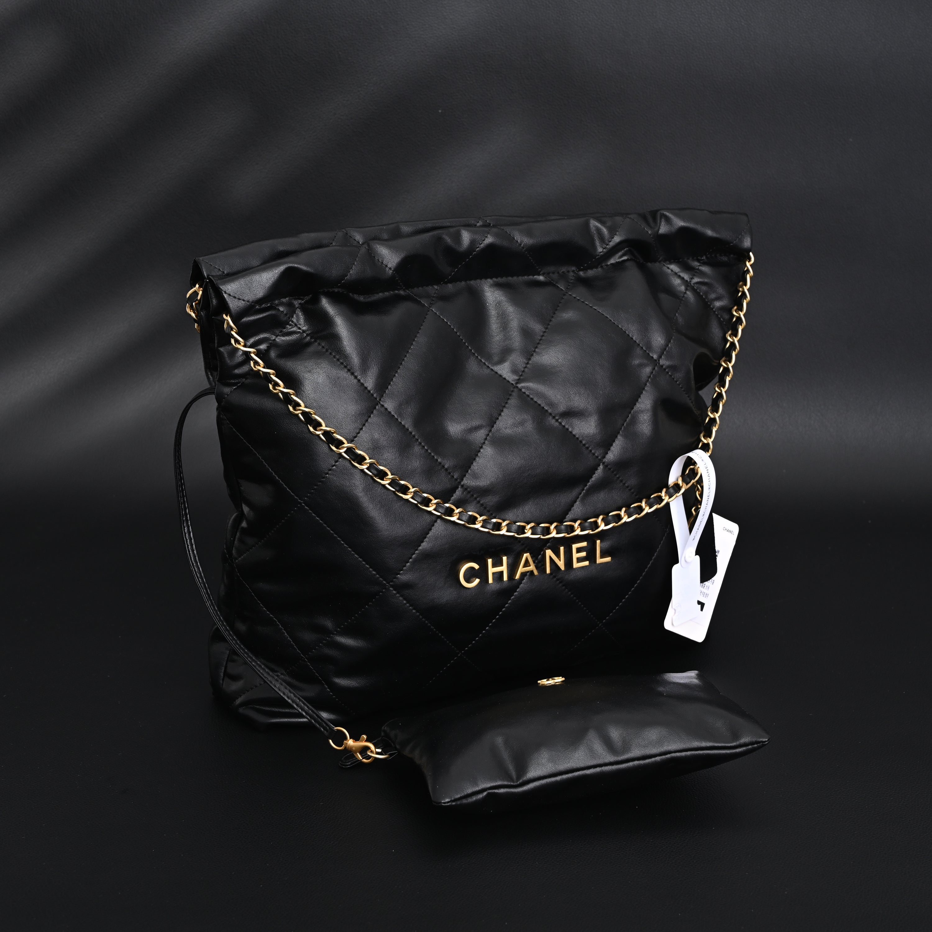 19 Flap Bag  Black Quilted Lambskin with Gold & Ruthenium Hardware