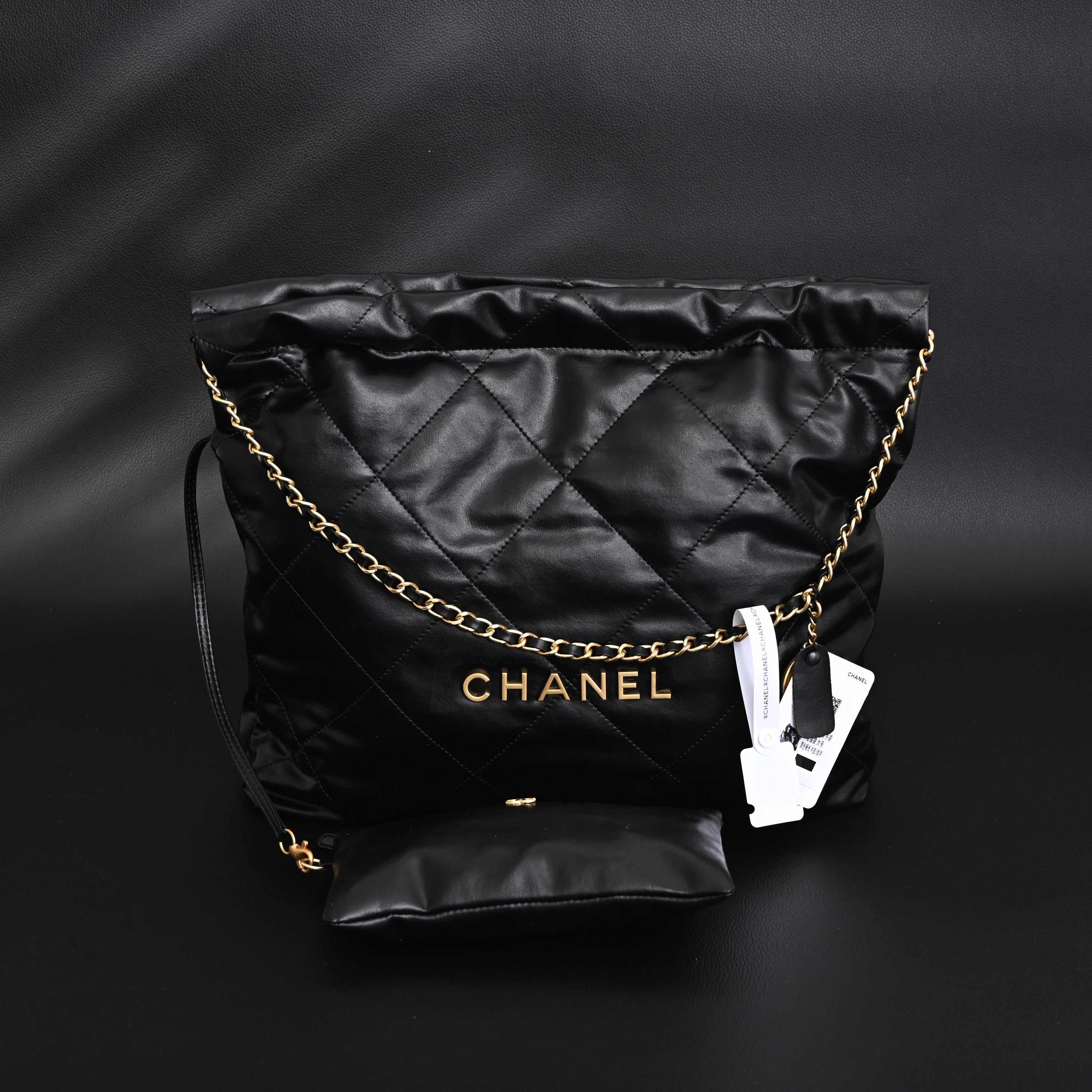 19 Flap Bag  Black Quilted Lambskin with Gold & Ruthenium Hardware