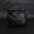 19 Flap Bag  Black Quilted Lambskin with Gold & Ruthenium Hardware