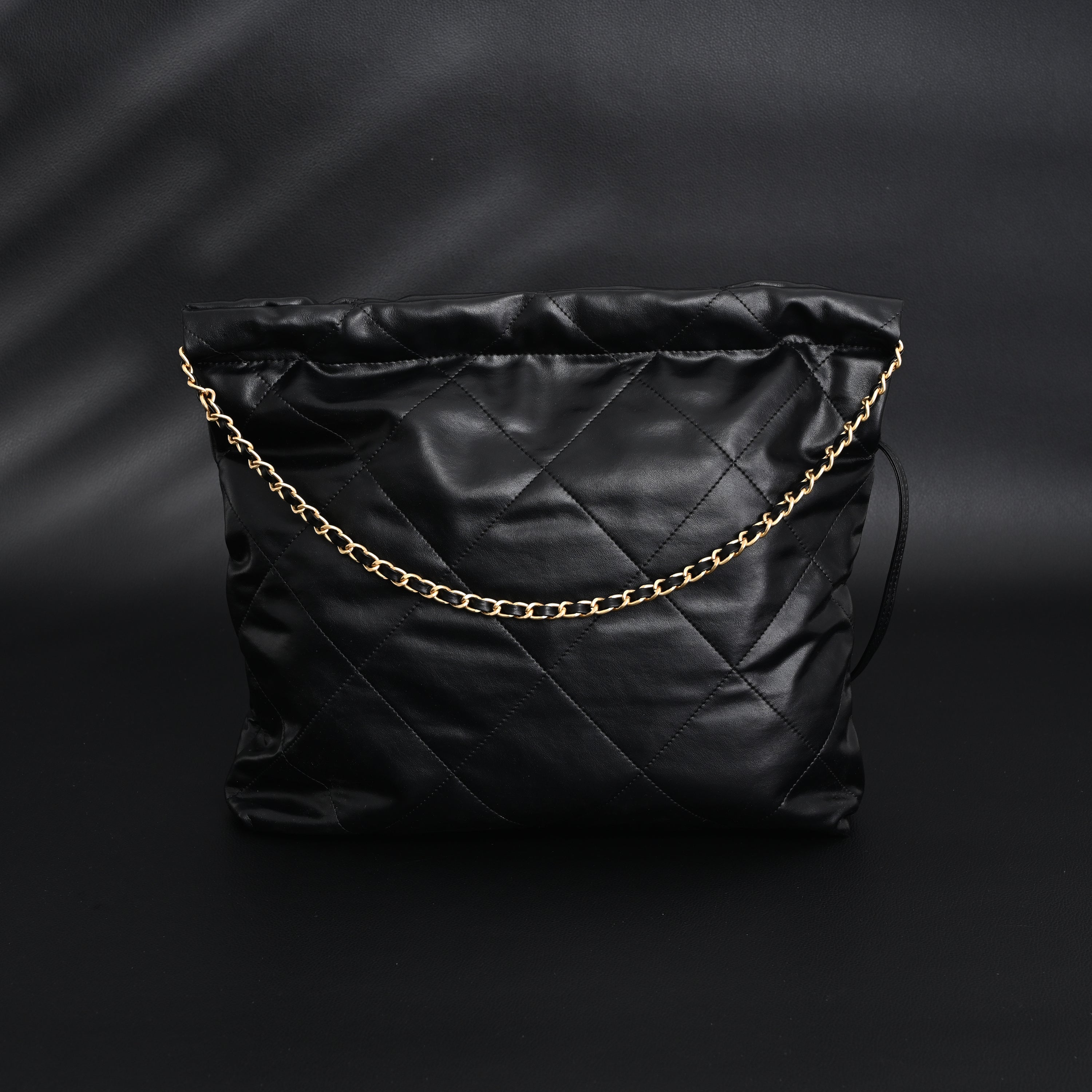 19 Flap Bag  Black Quilted Lambskin with Gold & Ruthenium Hardware