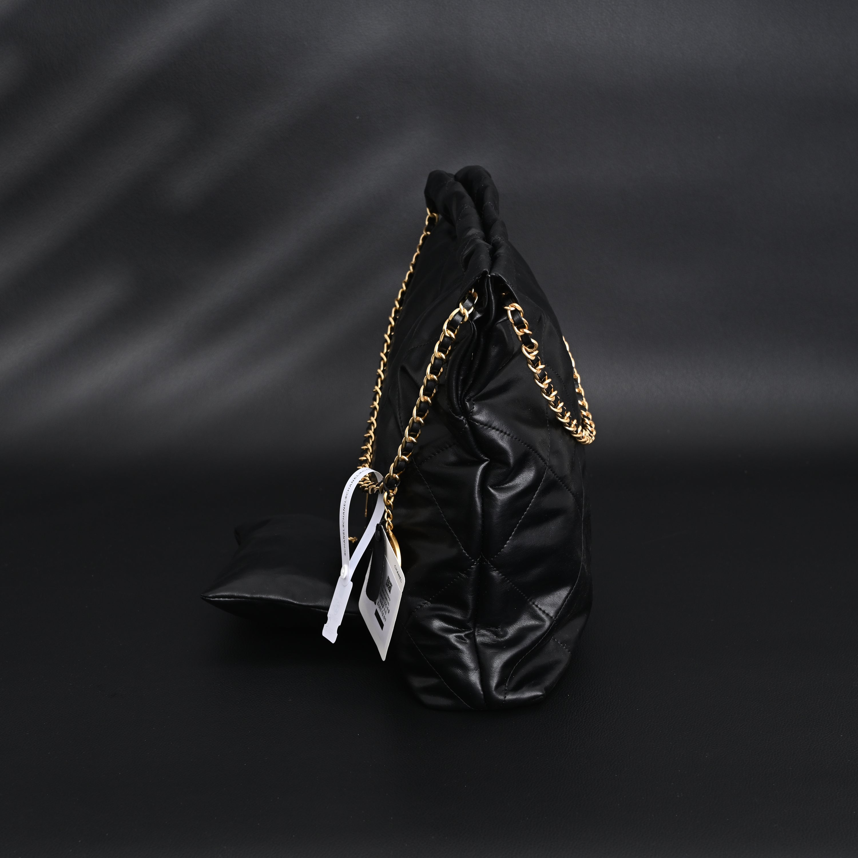 19 Flap Bag  Black Quilted Lambskin with Gold & Ruthenium Hardware