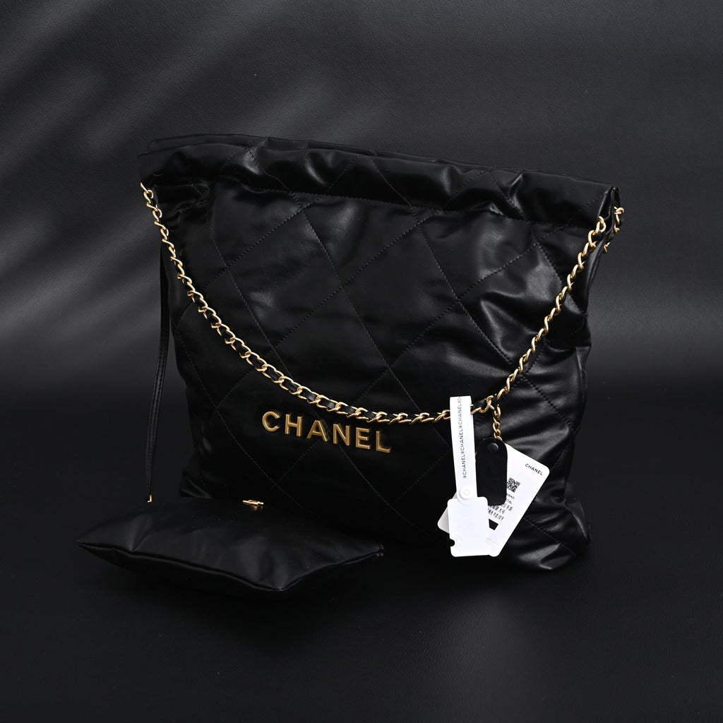 19 Flap Bag  Black Quilted Lambskin with Gold & Ruthenium Hardware