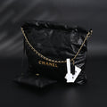 19 Flap Bag  Black Quilted Lambskin with Gold & Ruthenium Hardware