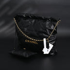 19 Flap Bag  Black Quilted Lambskin with Gold & Ruthenium Hardware