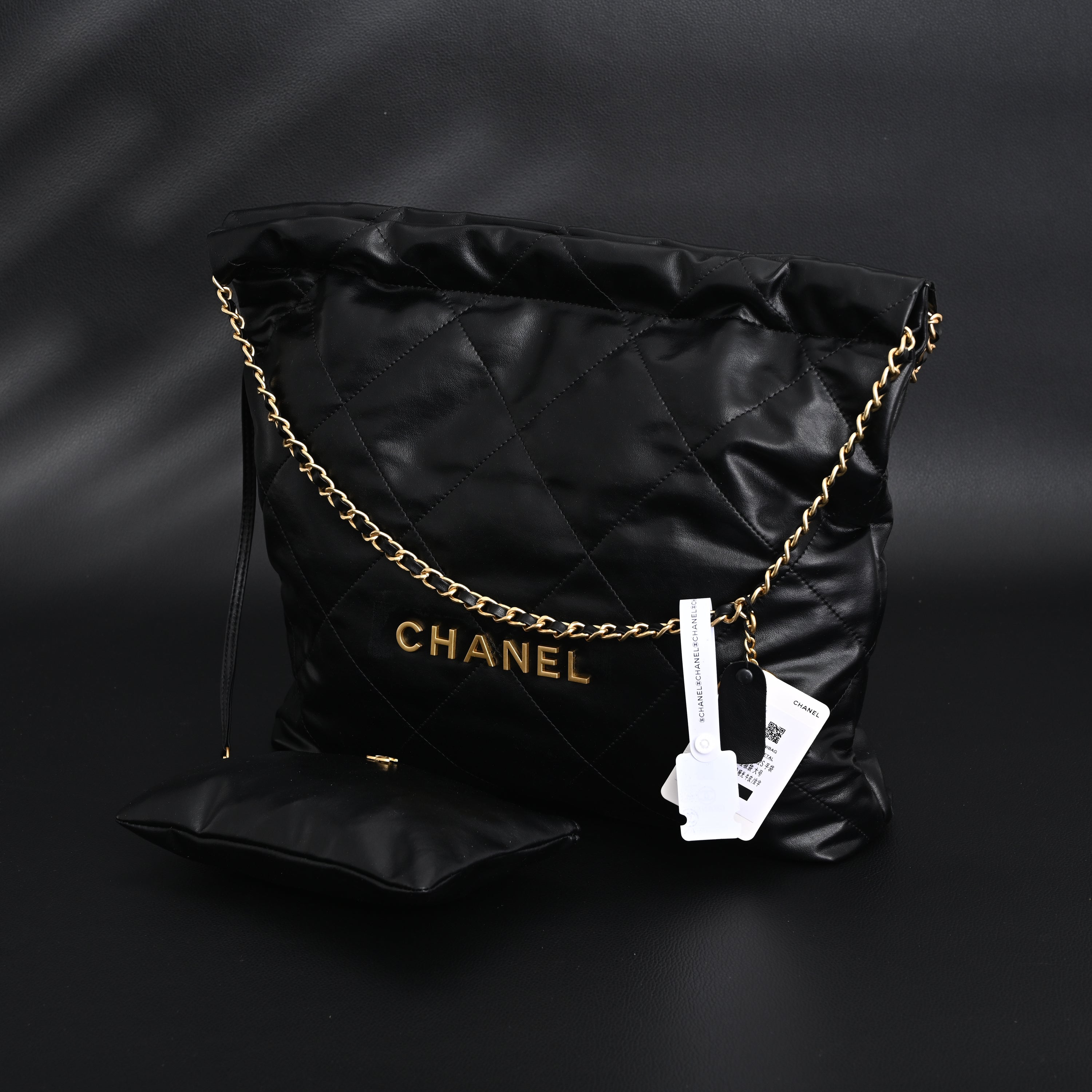 19 Flap Bag  Black Quilted Lambskin with Gold & Ruthenium Hardware
