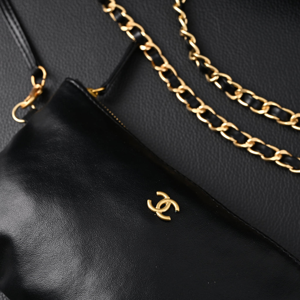 19 Flap Bag  Black Quilted Lambskin with Gold & Ruthenium Hardware