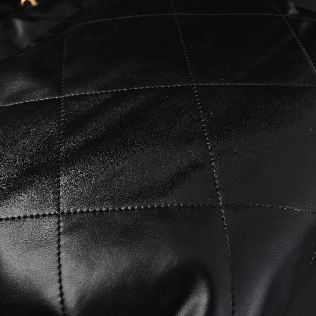 19 Flap Bag  Black Quilted Lambskin with Gold & Ruthenium Hardware