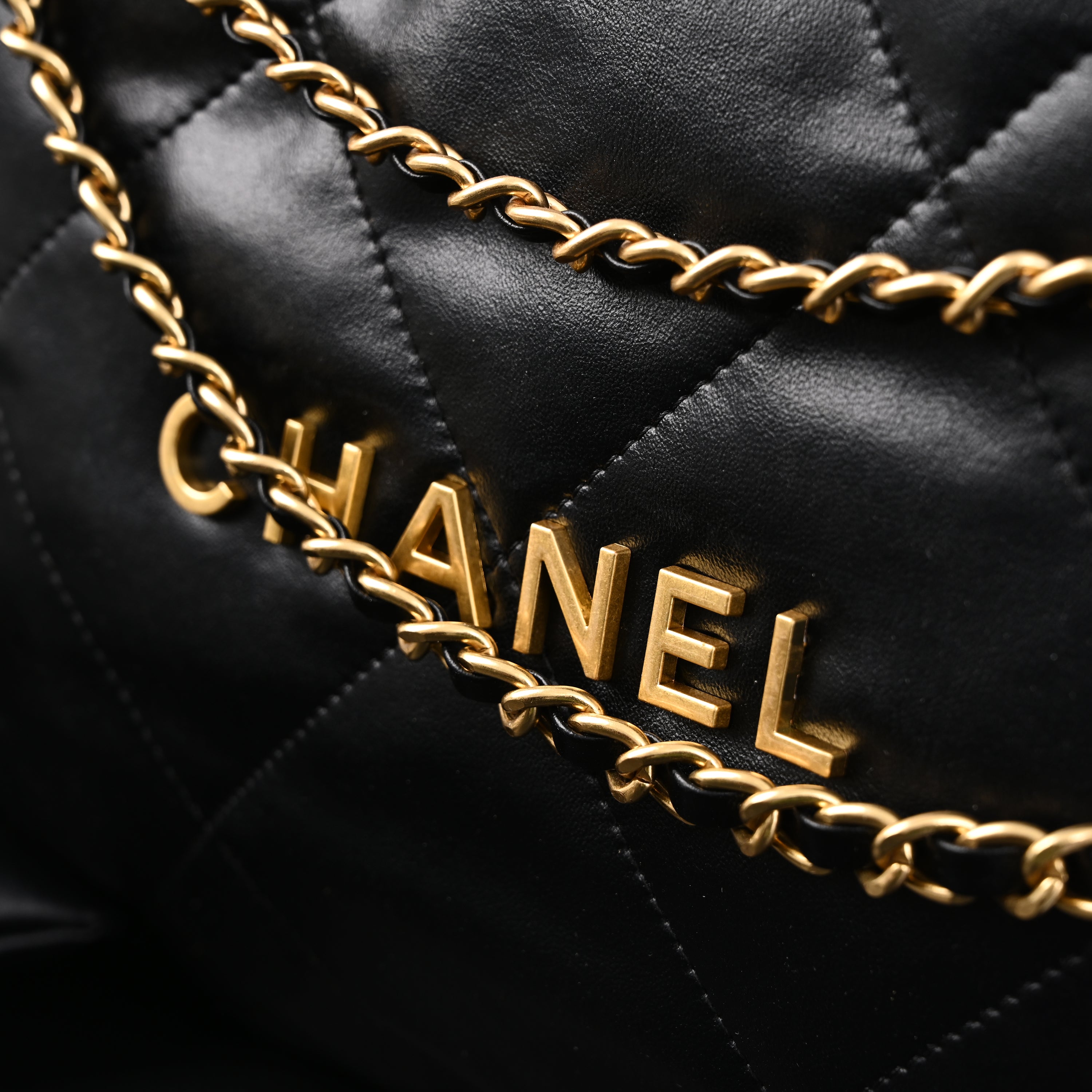 19 Flap Bag  Black Quilted Lambskin with Gold & Ruthenium Hardware