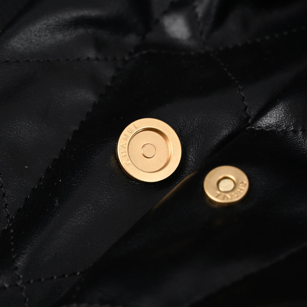 19 Flap Bag  Black Quilted Lambskin with Gold & Ruthenium Hardware