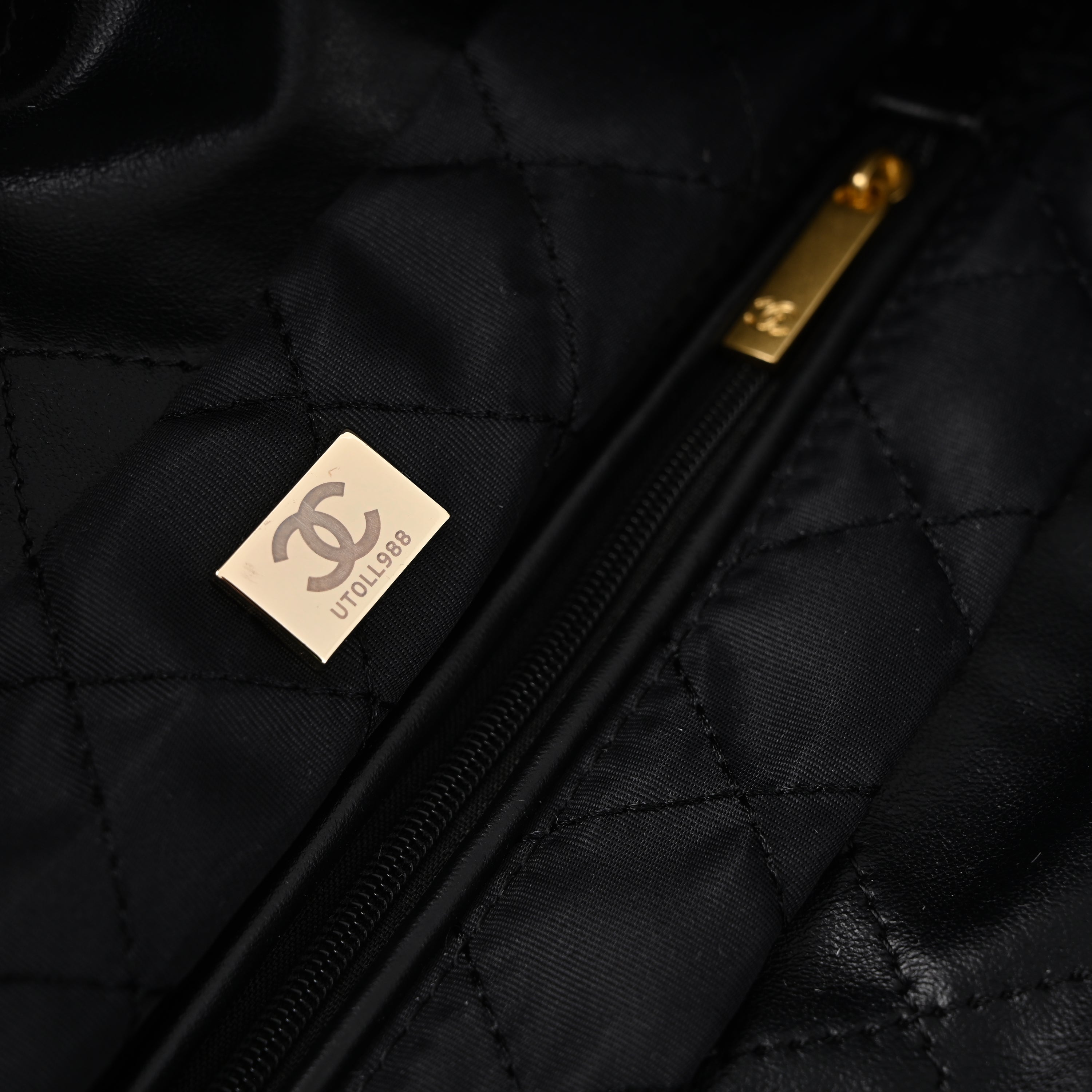 19 Flap Bag  Black Quilted Lambskin with Gold & Ruthenium Hardware