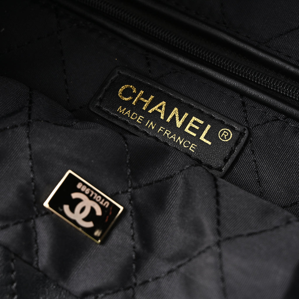 19 Flap Bag  Black Quilted Lambskin with Gold & Ruthenium Hardware