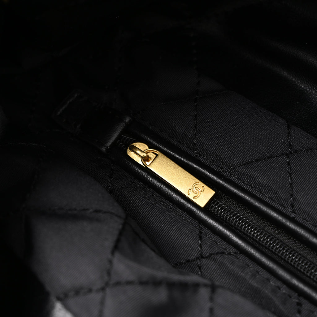 19 Flap Bag  Black Quilted Lambskin with Gold & Ruthenium Hardware