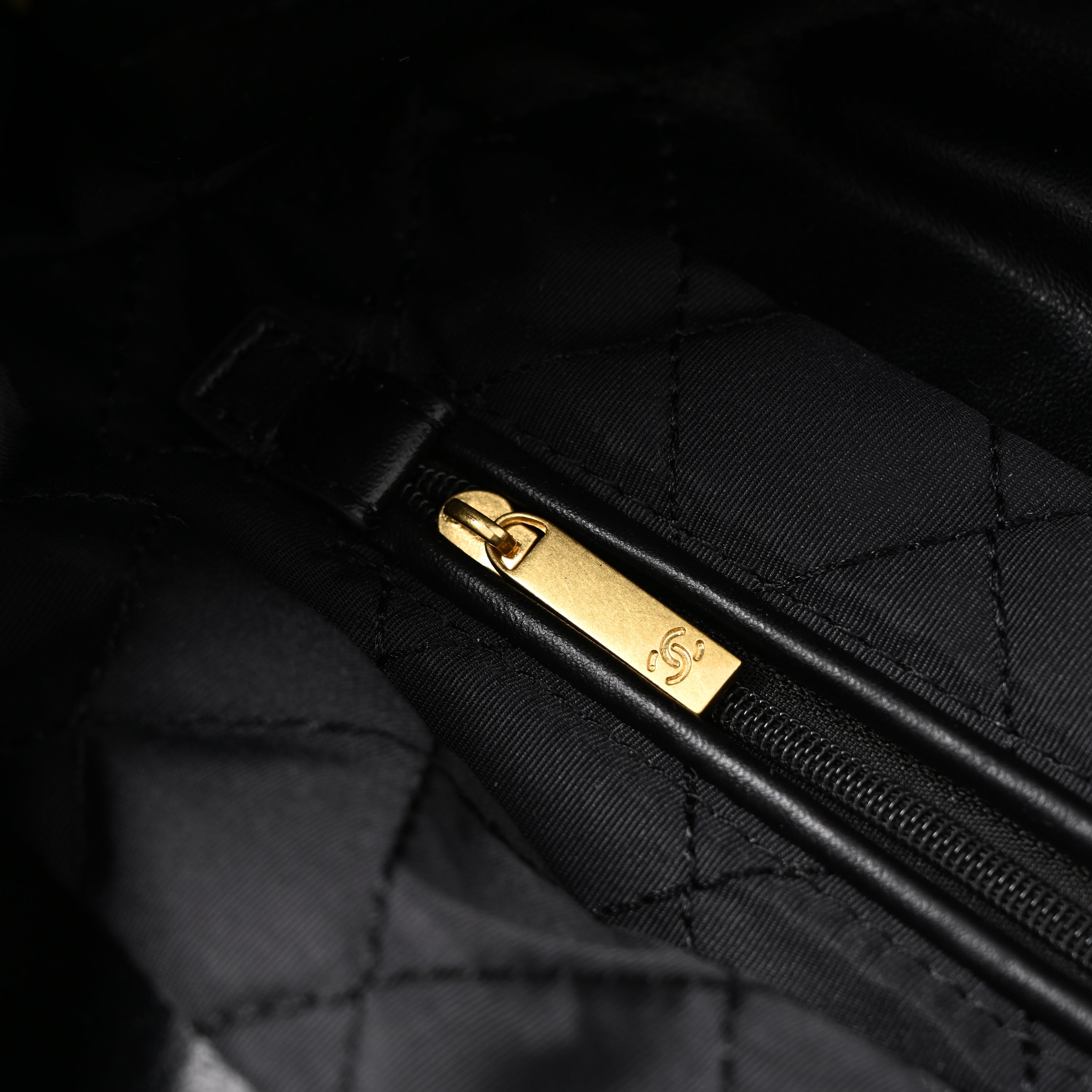 19 Flap Bag  Black Quilted Lambskin with Gold & Ruthenium Hardware