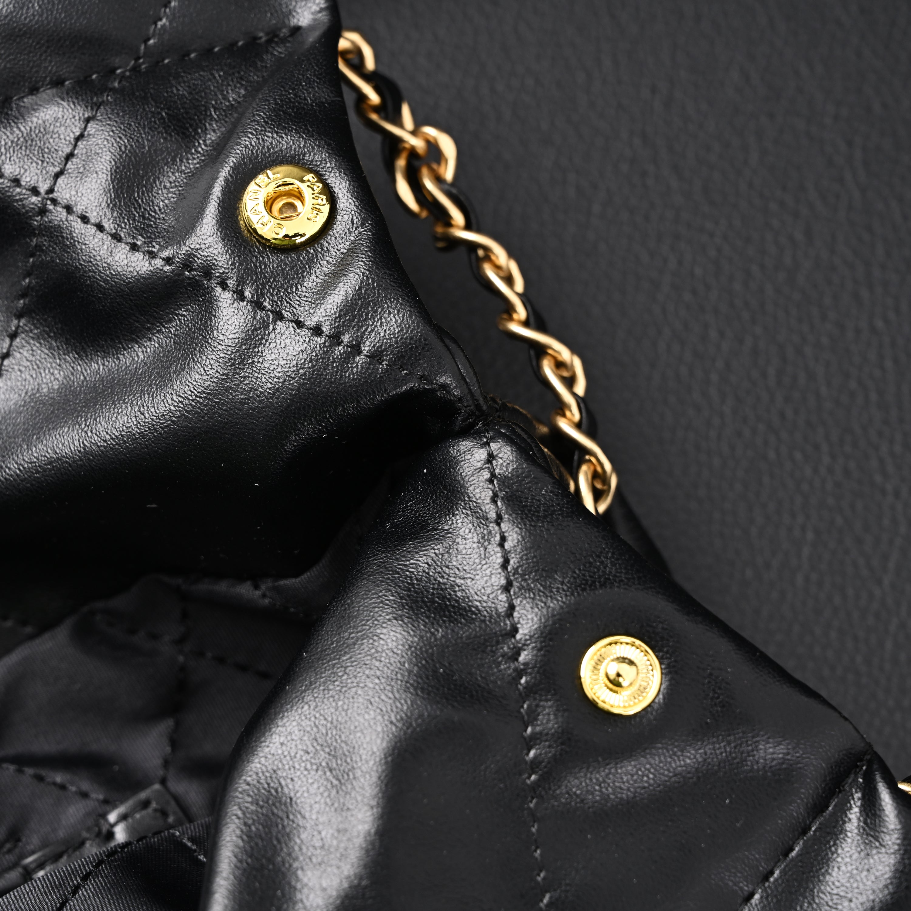 19 Flap Bag  Black Quilted Lambskin with Gold & Ruthenium Hardware
